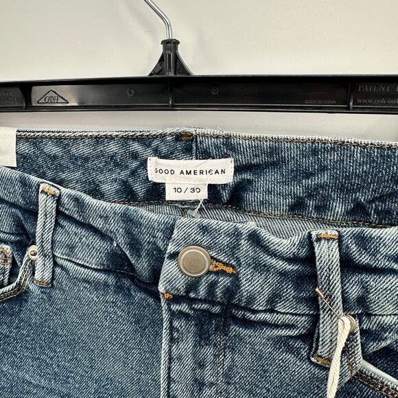 GOOD AMERICAN NWT Good Waist Crop Denim Jean in Blue799 // 10 - Picture 8 of 15